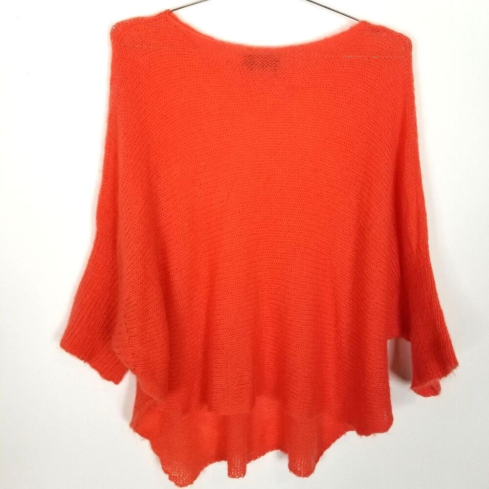 Wooden Ships Women Wool Mohair Pullover Sweater Sz S/M Orange Bat Sleeve Relaxed